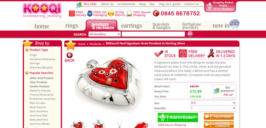 Kooqi Jewellery product page