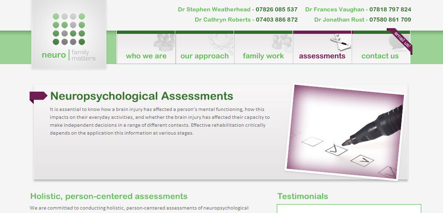 The Assessments page