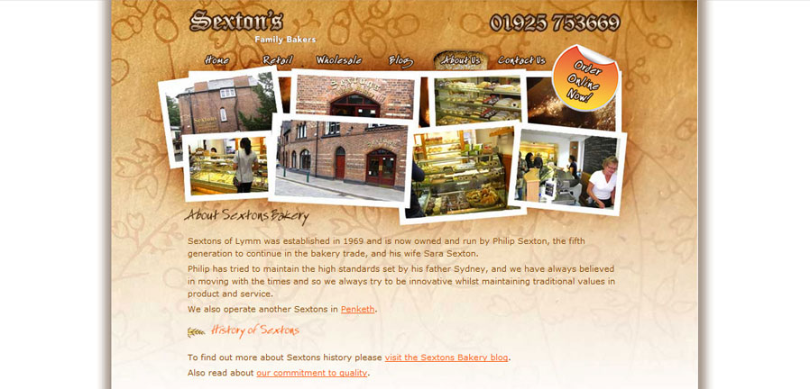 Sextons Bakery About Us page